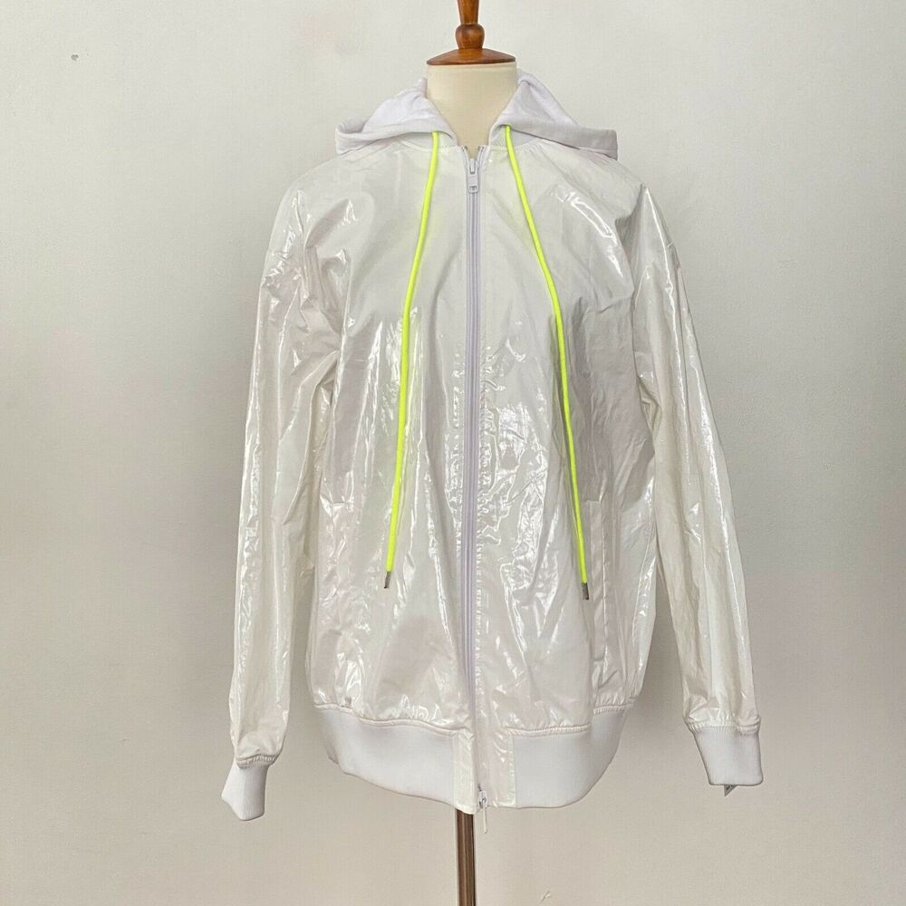 Tibi Womens Zip Up Coated Hooded Jacket Long Sleeve White XS - Picture 2 of 9